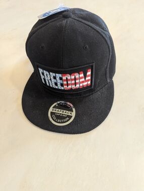 FREEDOM Snapback Cap Hat USA Stars Stripes America US Flag 100% Cotton OSFM NWT